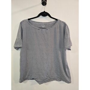 EILEEN FISHER Top M Organic Cotton Jersey Striped Classic Staple Old Money